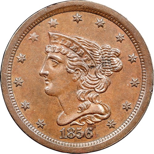 1843 Braided Hair Half Penny Proof Original RD Coin Pricing Guide
